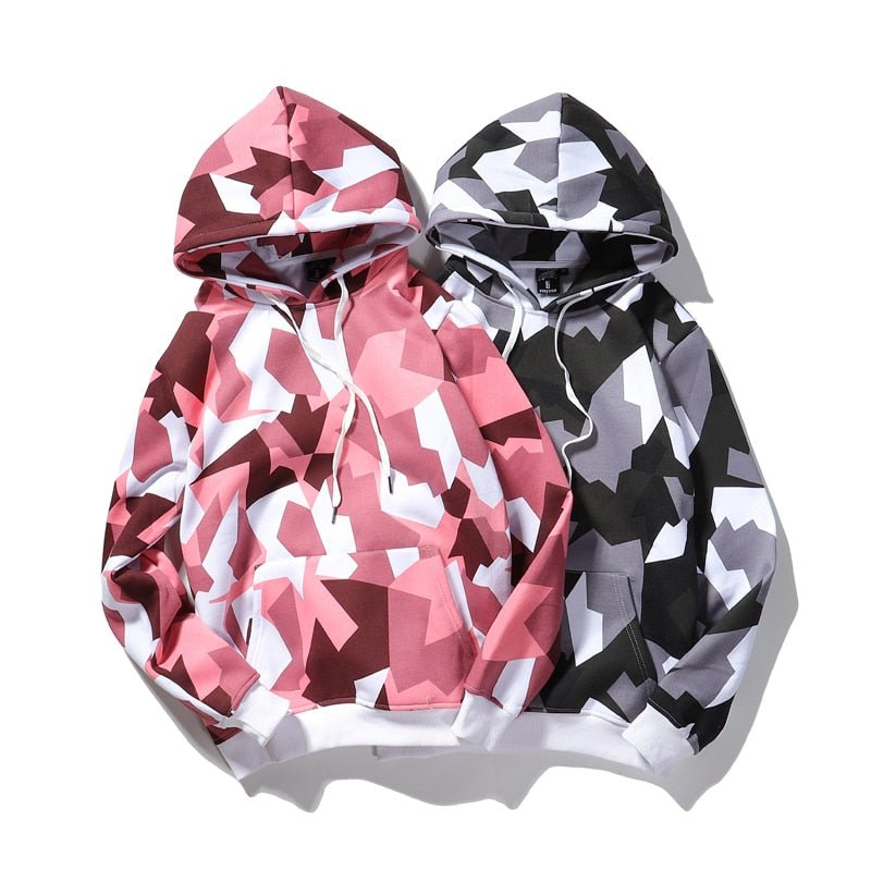 Maskovacie mikiny s kapucňou, módne pánske, streetwear, hip hop, skateboard, flísové mikiny, jesenné, ležérne maskáčové